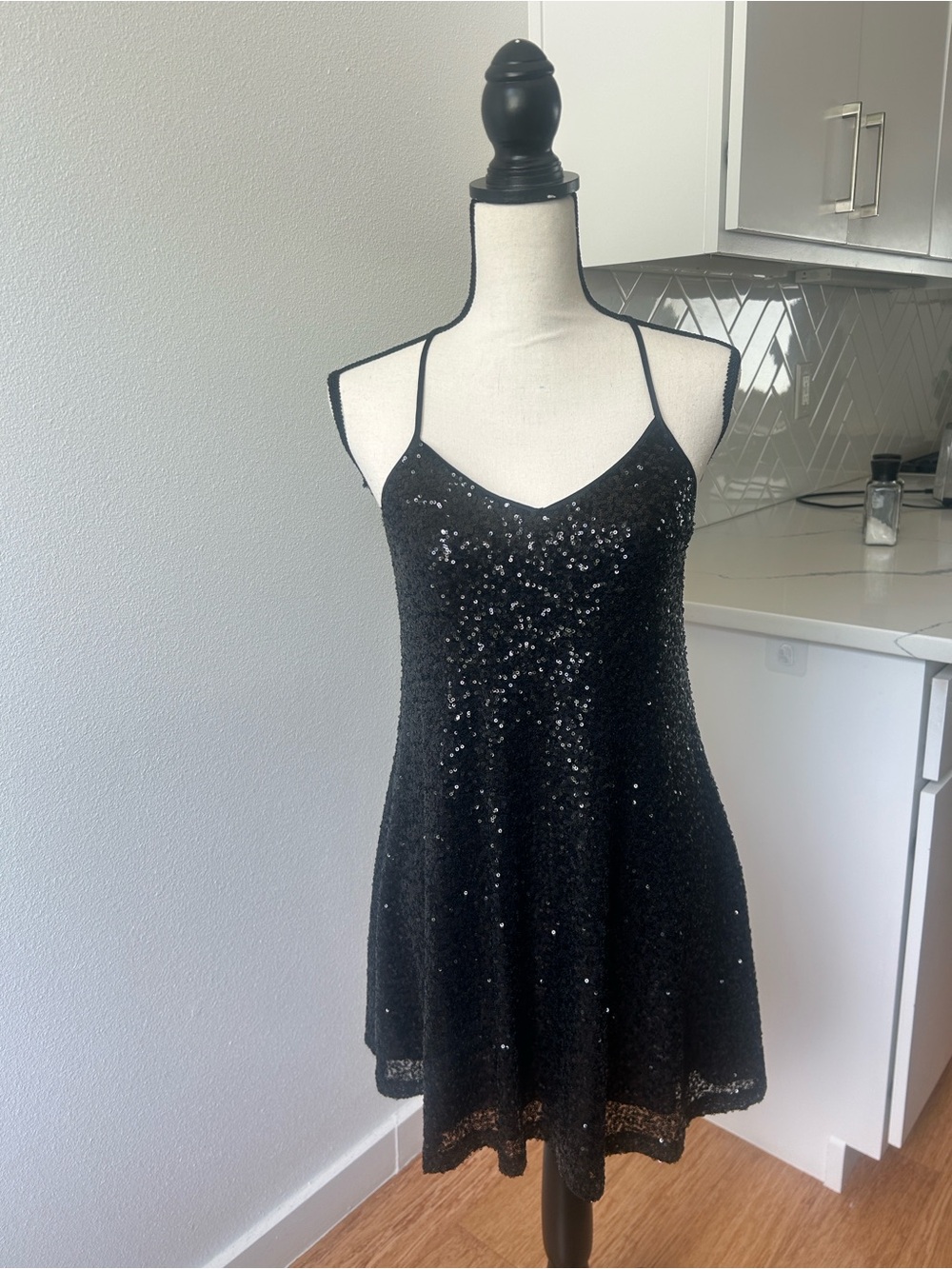 Pearl by Georgina Chapman Black Sequin Mini Dress